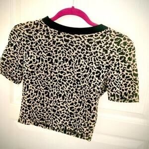 Lush leopard print knit crop top size small
